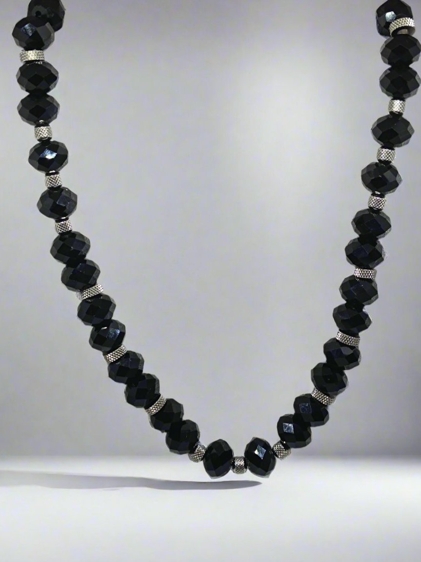 Black Crystal Statement Necklace - Bold and Chunky