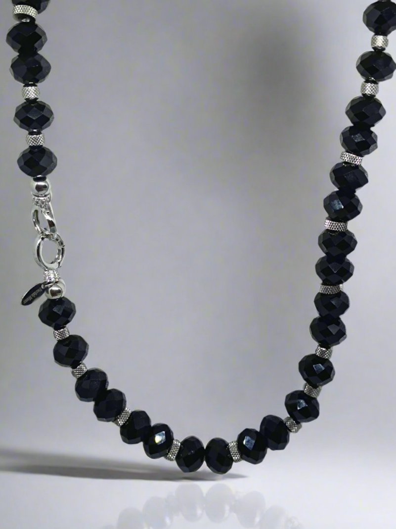 Black Crystal Statement Necklace - Bold and Chunky