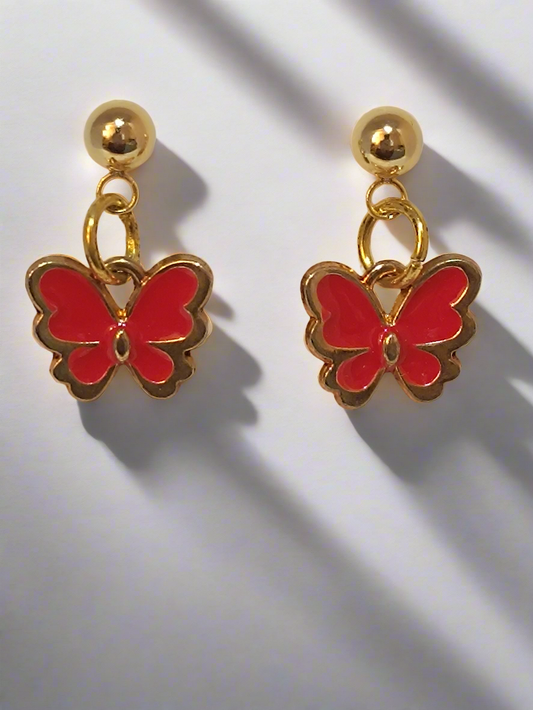 Baby Butterfly Earrings (Red)