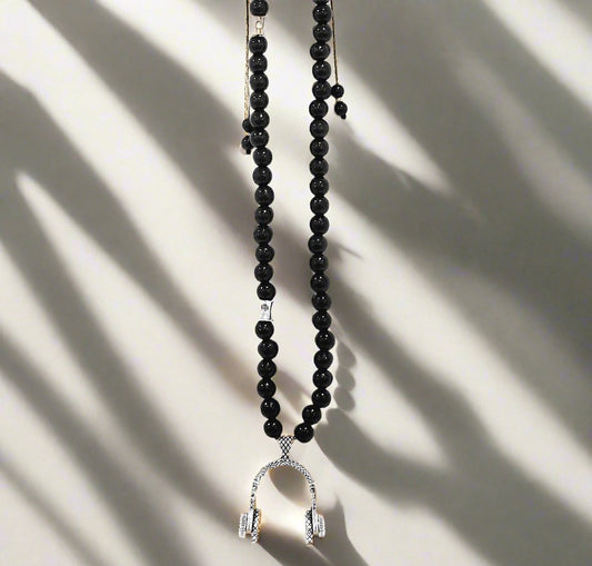 Beaded Headphone Chain (Silver)