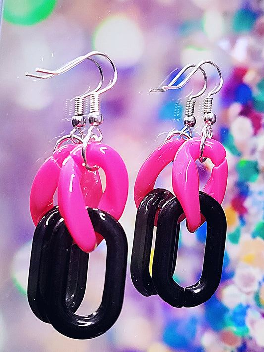 Neon link earrings (pink)