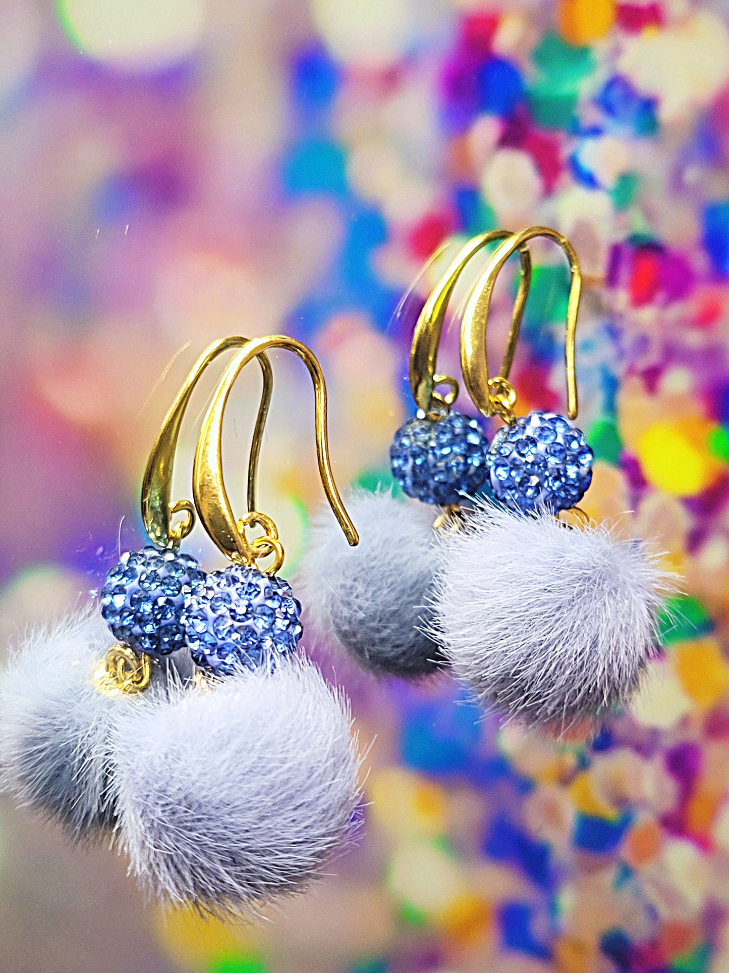 Pave pom pom earrings