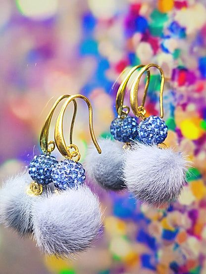 Pave pom pom earrings