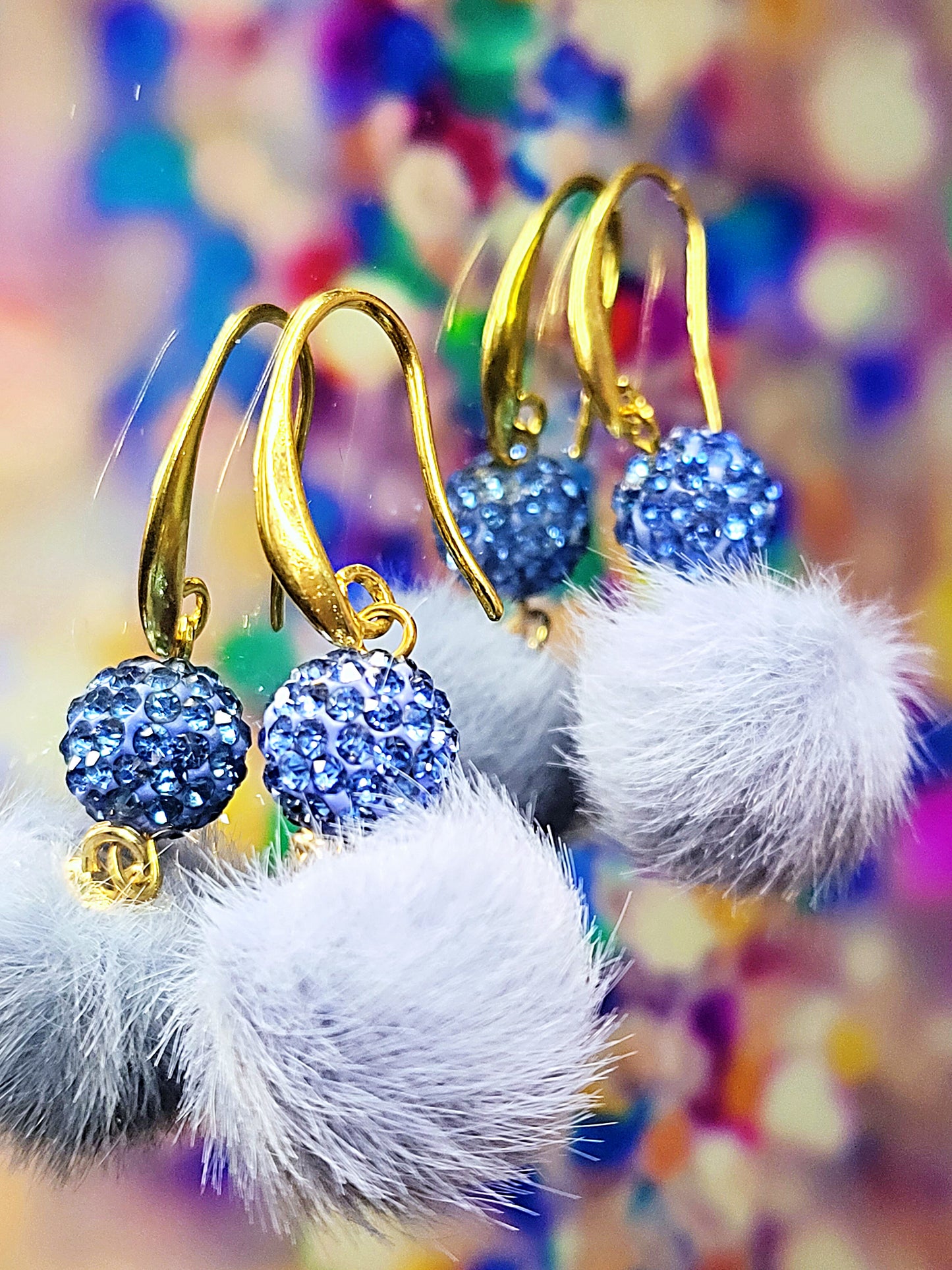 Pave pom pom earrings